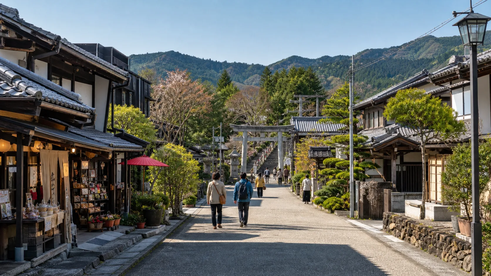 秩父市街地を歩く写真調イメージ